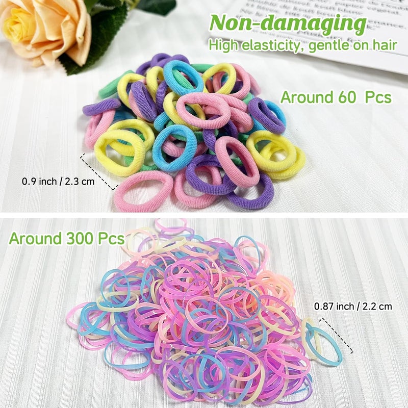 Cherocito 400 Pcs Baby Girls Hair Accessories Set,Baby Girls Hair Ties,Flower Bows Rubber Bands,Hair-friendly Hair Clip,Soft Elastic Hair Bands,Claw Clip(Green) - Image 5